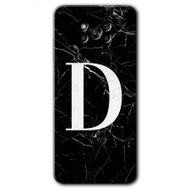 Poco X3 NFC Siyah Mermer Desenli D Harfi Baskılı Uyumlu Silikon Kılıf
