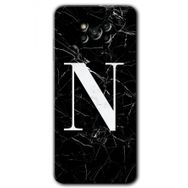 Poco X3 NFC Siyah Mermer Desenli N Harfi Baskılı Uyumlu Silikon Kılıf