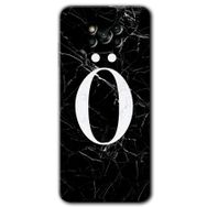 Poco X3 NFC Siyah Mermer Desenli O Harfi Baskılı Uyumlu Silikon Kılıf