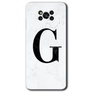Poco X3 Pro Beyaz Mermer Desenli G Harfi Baskılı Uyumlu Silikon Kılıf