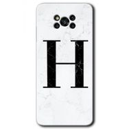Poco X3 Pro Beyaz Mermer Desenli H Harfi Baskılı Uyumlu Silikon Kılıf
