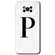 Poco X3 Pro Beyaz Mermer Desenli P Harfi Baskılı Uyumlu Silikon Kılıf