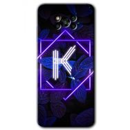 Poco X3 Pro Dark Neon Yaprak K Harfi Baskılı Uyumlu Silikon Kılıf