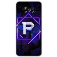 Poco X3 Pro Dark Neon Yaprak P Harfi Baskılı Uyumlu Silikon Kılıf