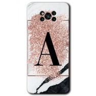 Poco X3 Pro Pembe Mermer Desenli A Harfi Baskılı Uyumlu Silikon Kılıf