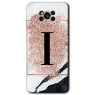 Poco X3 Pro Pembe Mermer Desenli İ Harfi Baskılı Uyumlu Silikon Kılıf