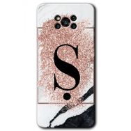 Poco X3 Pro Pembe Mermer Desenli Ş Harfi Baskılı Uyumlu Silikon Kılıf