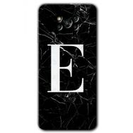 Poco X3 Pro Siyah Mermer Desenli E Harfi Baskılı Uyumlu Silikon Kılıf