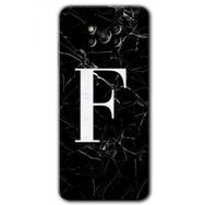 Poco X3 Pro Siyah Mermer Desenli F Harfi Baskılı Uyumlu Silikon Kılıf
