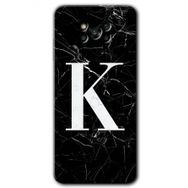 Poco X3 Pro Siyah Mermer Desenli K Harfi Baskılı Uyumlu Silikon Kılıf