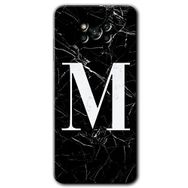 Poco X3 Pro Siyah Mermer Desenli M Harfi Baskılı Uyumlu Silikon Kılıf