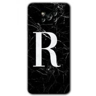 Poco X3 Pro Siyah Mermer Desenli R Harfi Baskılı Uyumlu Silikon Kılıf