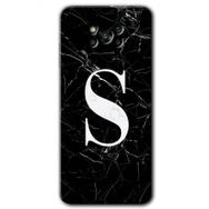 Poco X3 Pro Siyah Mermer Desenli S Harfi Baskılı Uyumlu Silikon Kılıf