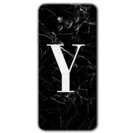 Poco X3 Pro Siyah Mermer Desenli Y Harfi Baskılı Uyumlu Silikon Kılıf