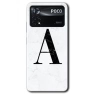 Poco X4 Pro Beyaz Mermer Desenli A Harfi Baskılı Uyumlu Silikon Kılıf