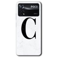 Poco X4 Pro Beyaz Mermer Desenli C Harfi Baskılı Uyumlu Silikon Kılıf