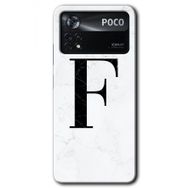 Poco X4 Pro Beyaz Mermer Desenli F Harfi Baskılı Uyumlu Silikon Kılıf