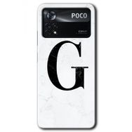 Poco X4 Pro Beyaz Mermer Desenli G Harfi Baskılı Uyumlu Silikon Kılıf