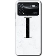 Poco X4 Pro Beyaz Mermer Desenli I Harfi Baskılı Uyumlu Silikon Kılıf