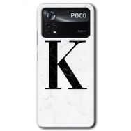 Poco X4 Pro Beyaz Mermer Desenli K Harfi Baskılı Uyumlu Silikon Kılıf