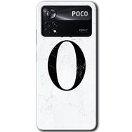 Poco X4 Pro Beyaz Mermer Desenli O Harfi Baskılı Uyumlu Silikon Kılıf