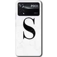 Poco X4 Pro Beyaz Mermer Desenli Ş Harfi Baskılı Uyumlu Silikon Kılıf