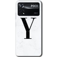 Poco X4 Pro Beyaz Mermer Desenli Y Harfi Baskılı Uyumlu Silikon Kılıf