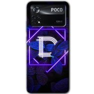 Poco X4 Pro Dark Neon Yaprak D Harfi Baskılı Uyumlu Silikon Kılıf
