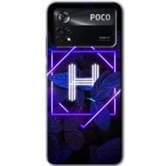 Poco X4 Pro Dark Neon Yaprak H Harfi Baskılı Uyumlu Silikon Kılıf