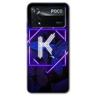Poco X4 Pro Dark Neon Yaprak K Harfi Baskılı Uyumlu Silikon Kılıf