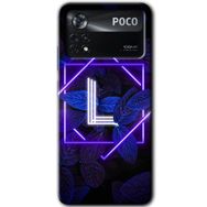 Poco X4 Pro Dark Neon Yaprak L Harfi Baskılı Uyumlu Silikon Kılıf