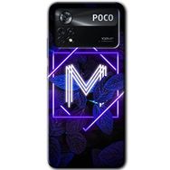 Poco X4 Pro Dark Neon Yaprak M Harfi Baskılı Uyumlu Silikon Kılıf