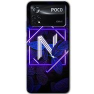 Poco X4 Pro Dark Neon Yaprak N Harfi Baskılı Uyumlu Silikon Kılıf