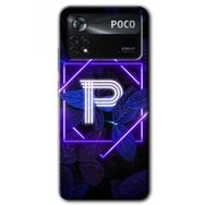 Poco X4 Pro Dark Neon Yaprak P Harfi Baskılı Uyumlu Silikon Kılıf