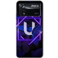 Poco X4 Pro Dark Neon Yaprak U Harfi Baskılı Uyumlu Silikon Kılıf