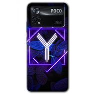 Poco X4 Pro Dark Neon Yaprak Y Harfi Baskılı Uyumlu Silikon Kılıf
