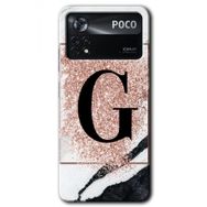 Poco X4 Pro Pembe Mermer Desenli G Harfi Baskılı Uyumlu Silikon Kılıf