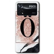 Poco X4 Pro Pembe Mermer Desenli Ö Harfi Baskılı Uyumlu Silikon Kılıf