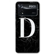 Poco X4 Pro Siyah Mermer Desenli D Harfi Baskılı Uyumlu Silikon Kılıf