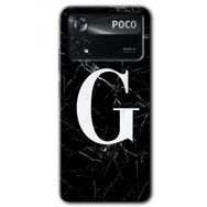 Poco X4 Pro Siyah Mermer Desenli G Harfi Baskılı Uyumlu Silikon Kılıf