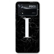 Poco X4 Pro Siyah Mermer Desenli İ Harfi Baskılı Uyumlu Silikon Kılıf