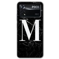 Poco X4 Pro Siyah Mermer Desenli M Harfi Baskılı Uyumlu Silikon Kılıf