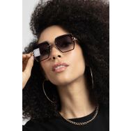 Polo55 Kadın Siyah Kare Kristal Kesim Güneş Gözlüğü