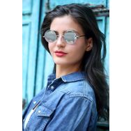 Polo55 PL23KG012 Bridge Yuvarlak Aynalı Metal Çerçeve Kadın Güneş Gözlüğü