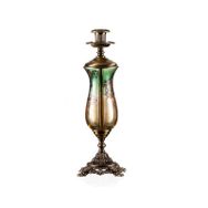 Porio 37 cm Bronz Yeşil Amber Tekli Şamdan