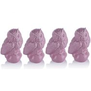 Porio 4'lü Pembe 13 cm Baykuşlu Biblo
