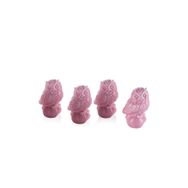 Porio 4'lü Pembe 9 cm Baykuşlu Biblo