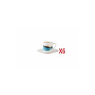 Porland 04ALM008281 Dash 90 cc 6'lı Desen Tabaklı Kahve Fincanı
