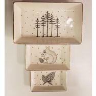 Porland 11-13-19 cm Forest 3 Parça Kahvaltı Meze Tabağı