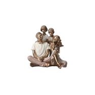 Porland 15 cm Oturan Büyük Aile Krem Bronze Biblo